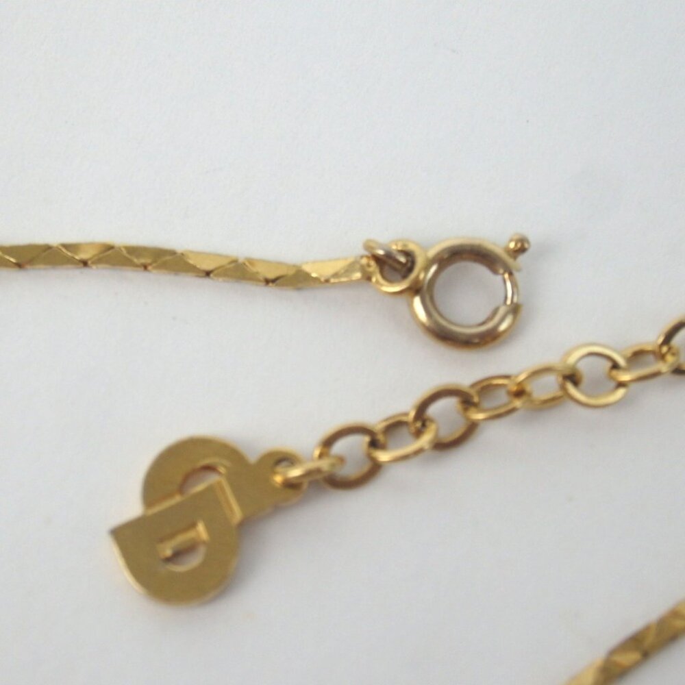 Authentic Christian Dior Logo Beads Square Necklace metal [Used] - Picture 6 of 8